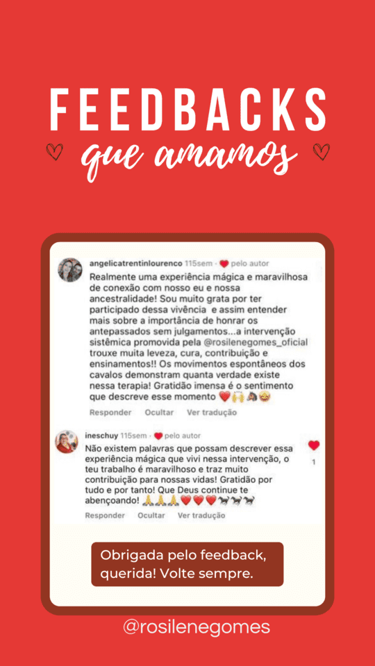 Rosilene Gomes Constelação Cavalos Depoimento 1