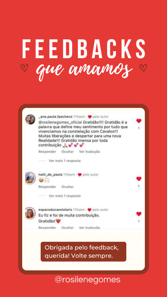 Rosilene Gomes Constelação Cavalos Depoimento 2