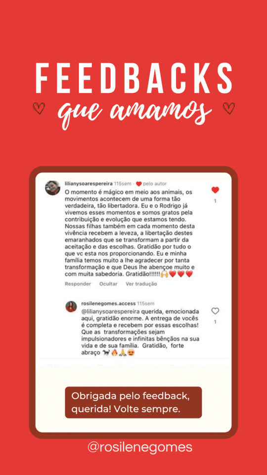Rosilene Gomes Constelação Cavalos Depoimento 3