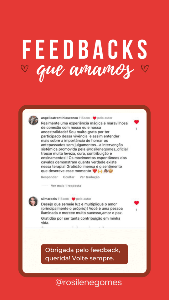 Rosilene Gomes Constelação Cavalos Depoimento 4